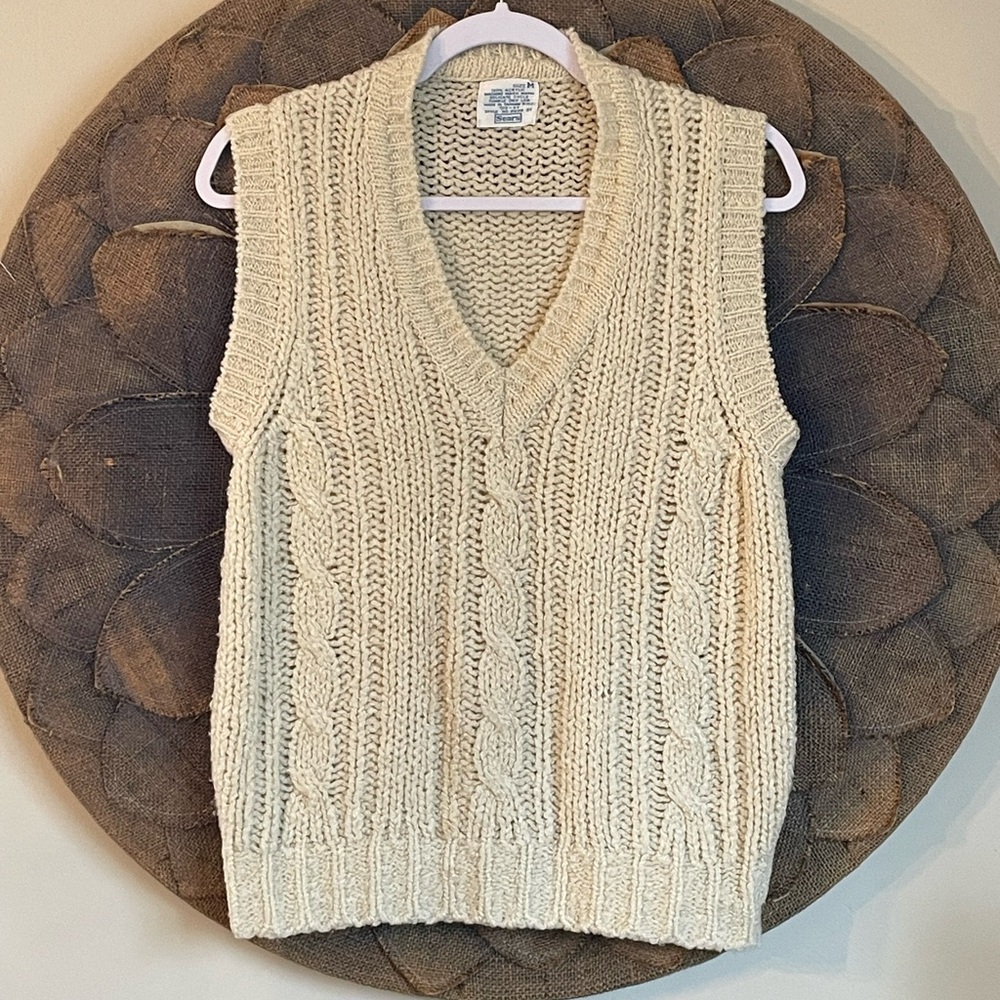 Sears Vintage Cable V-Neck Sweater Vest